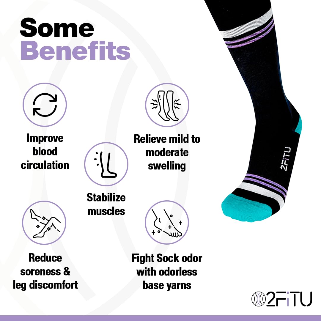 Graduated Compression Socks 15-20mmHg Knee High for Women & Men - Improve Circulation & Recovery - Perfect for Running, Travel, Pregnancy & Nurses - Best for Varicose Veins Relief & Long Flights