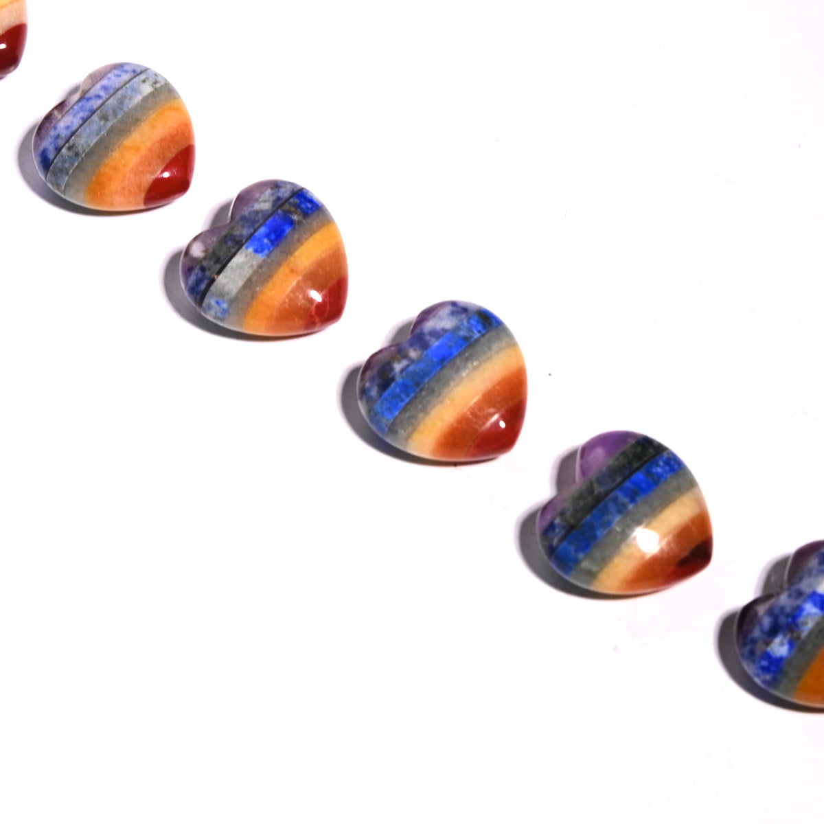 7 Chakra Crystal Heart Stone Set - Healing Energy Stones for Meditation, Reiki & Spiritual Balance - Perfect for Yoga, Home Decor & Gifts
