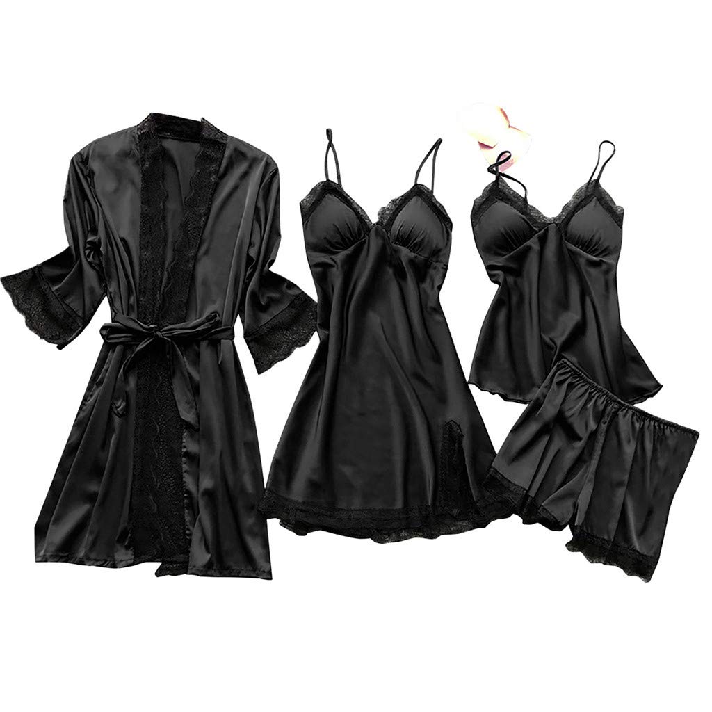 Silk Pajama Set for Women - 4pcs Satin Sleepwear for Night & Lounge