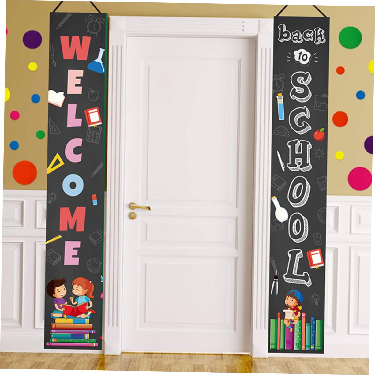 RORPOIR 1 Pair Curtain Emblems - Elegant Office & School Decor, Welcome Sign for Back to School Season, Perfect for Classroom, Campus, and Home Decorations