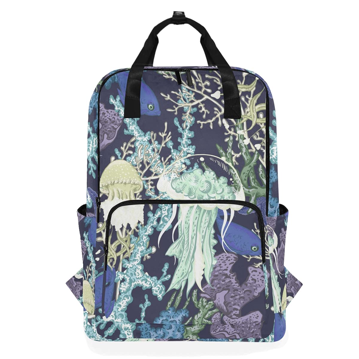 Stylish Vintage Jellyfish Coral Ocean Print Backpack - Lightweight Daypack for Women & Men, Perfect for Travel, Hiking, School & Work