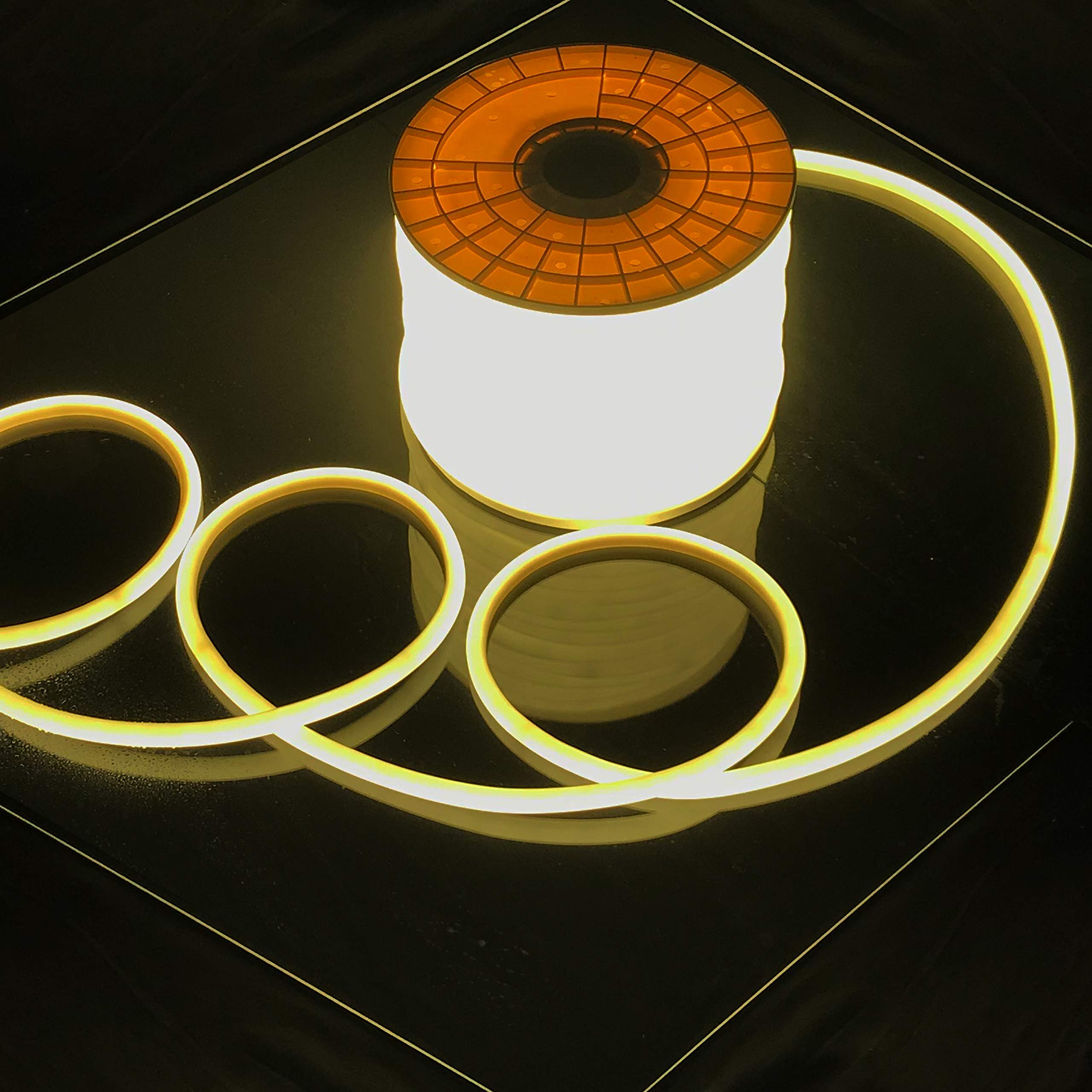 Russell Decor LED Neon Rope Lights - 100FT Flexible Warm White Glow Rope for Indoor/Outdoor Decor, Parties, Weddings & Home Lighting