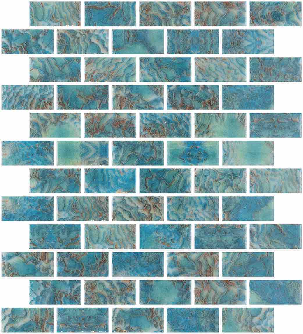 Glass Pool Mosaic Tile Coral Reef Green 1x2 - Stunning Backsplash for Swimming Pools, Spas & Outdoor Decor - Waterproof & Durable for Aquatic Environments
