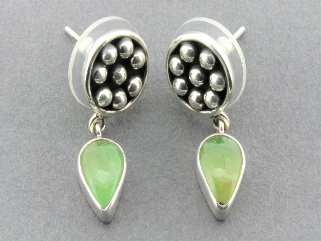 Handmade Chrysoprase Beaded Disc Teardrop Earrings in Sterling Silver - Perfect for Weddings, Parties & Special Occasions