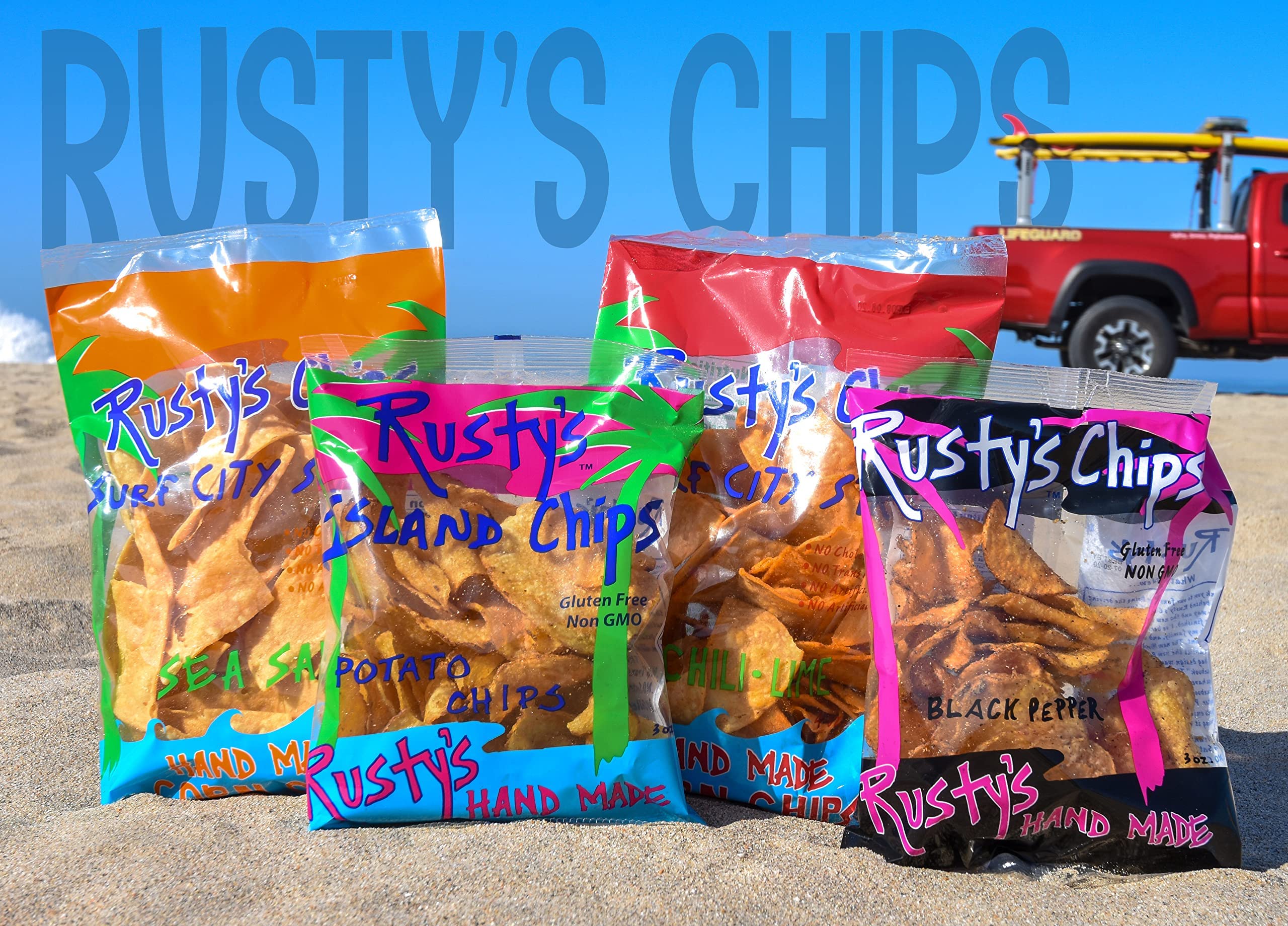 Rusty's Crunchy Gluten Free Chips - Healthy Vegan Snacks, Non-GMO, No Preservatives - Perfect for Office, School, Hiking & Movie Nights