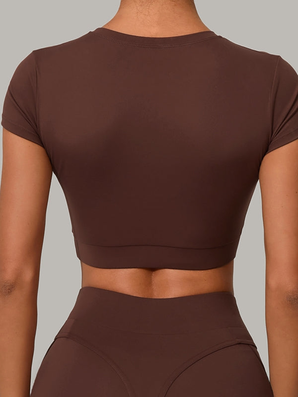 ZASUWA Women's Sexy Round Neck Cropped Short Sleeve T-Shirt - Perfect for Summer Outfits, Casual Wear & Date Nights