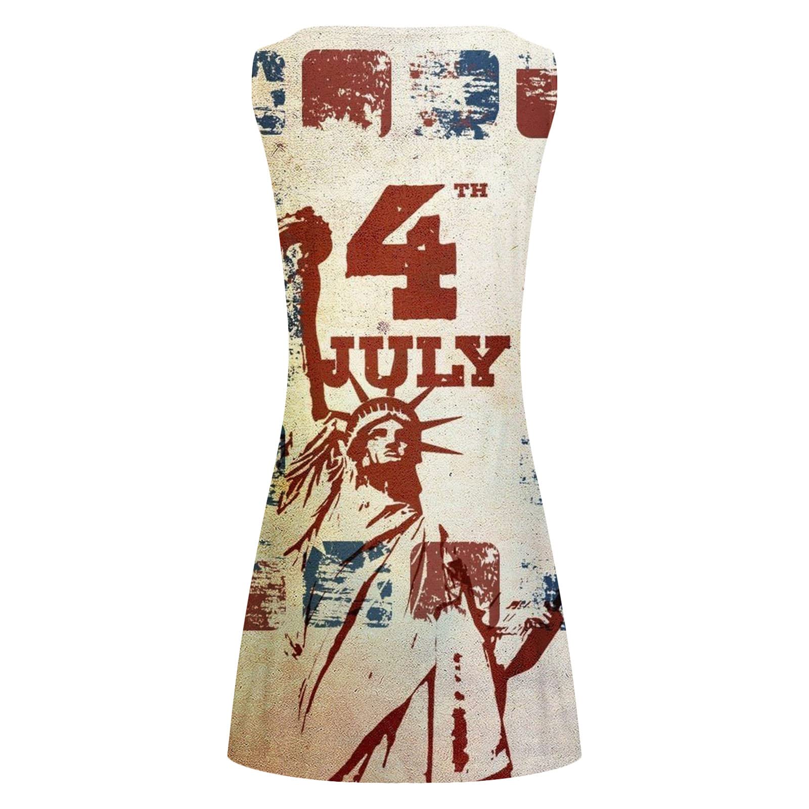 BAIYOSITT Women's Plus Size American Flag Dress - Patriotic Red White Blue Stars Stripes Dress for Independence Day | Perfect for 4th of July Celebrations, BBQ Parties & Summer Festivals