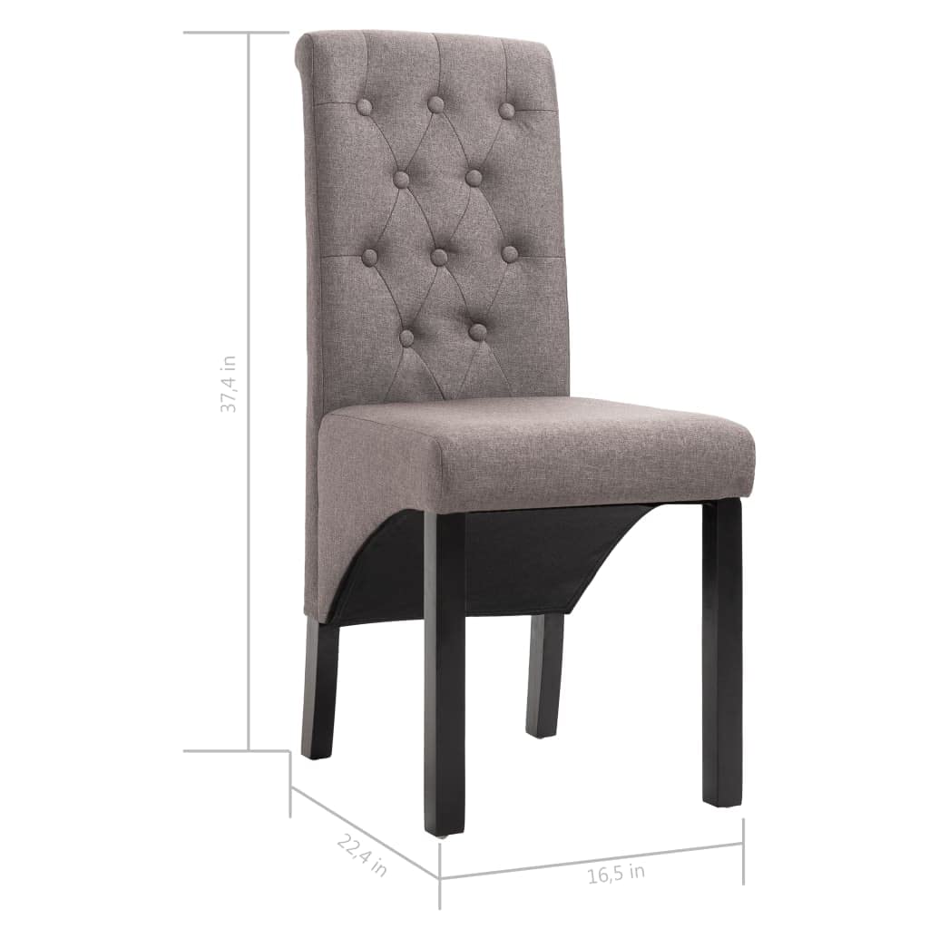 SKM Modern Dining Chairs Set of 2 - Taupe Fabric Upholstered Comfortable Kitchen Chairs for Dining Room, Breakfast Nook, and Small Spaces - Model 9242
