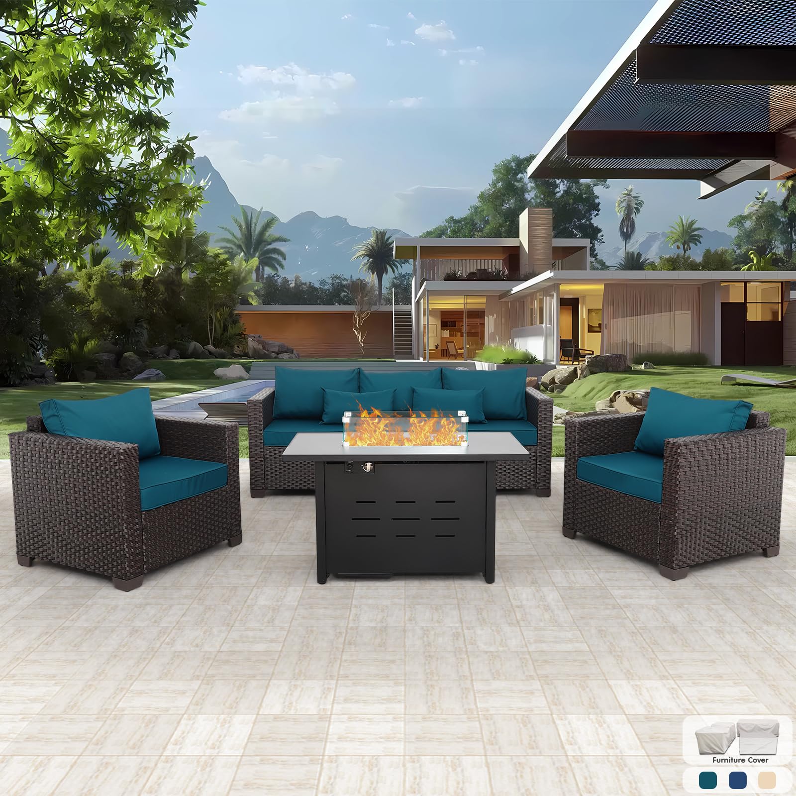 4-Piece Outdoor Patio Furniture Set with 45