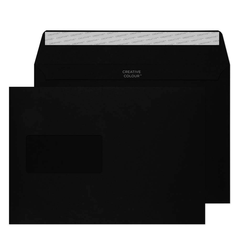 Creative C5 162 x 229mm Peel & Seal Window Envelopes - Jet Black (500 Pack) | Business Mailing, Invoice Sending, Document Protection