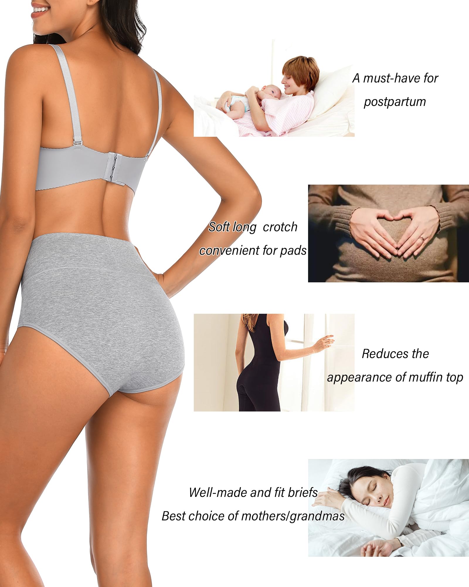 CULAYII High Waisted Cotton Underwear for Women - Tummy Control Postpartum Panties, Breathable Full Coverage Ladies Briefs - Perfect for Maternity, Postpartum Recovery & Everyday Comfort