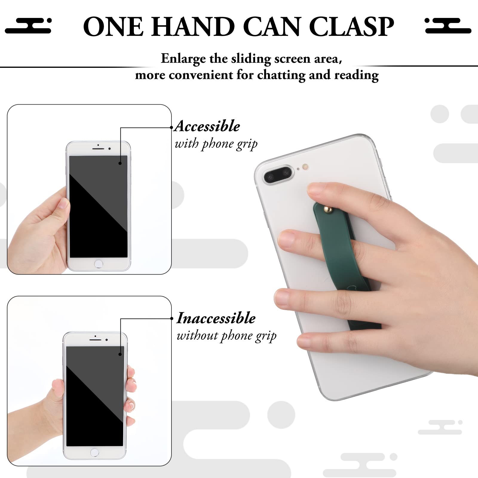 6-Piece Phone Grip Holder - Universal Finger Strap Stand for Smartphones - for Work & Travel