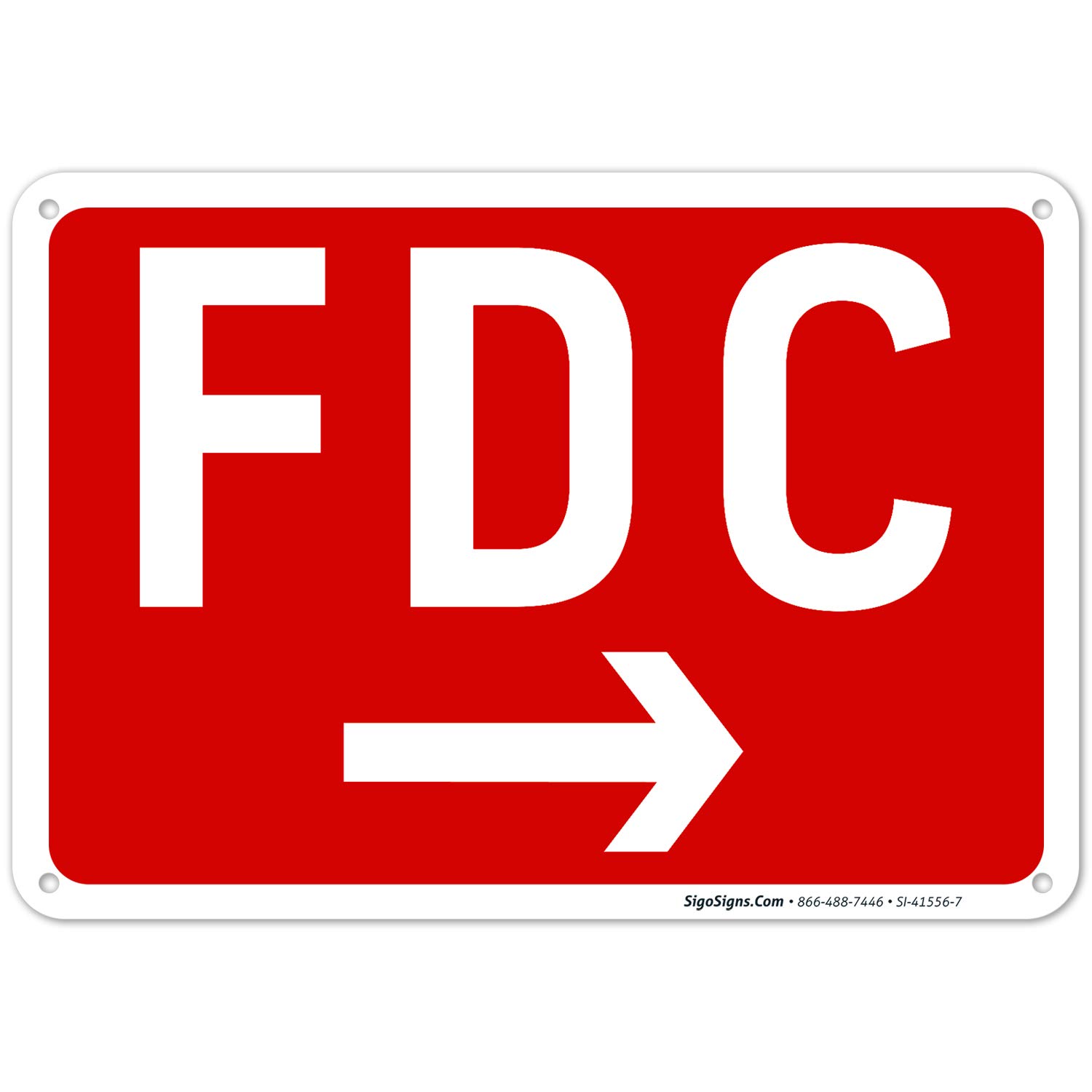FDC Right Arrow Sign - 10x7 Inch Rust-Free Aluminum with Red Background - Fade Resistant for Indoor & Outdoor Use - Easy Mounting Made in USA - Perfect for Parking Lots, Warehouses & Construction Sites