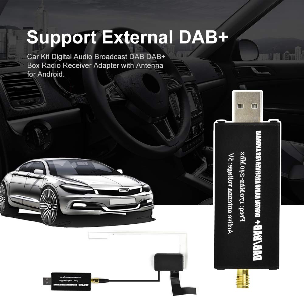 Rimoody DAB/DAB+ Digital Radio Receiver for Car - USB Dongle Adapter with Antenna for Android Car Stereo | Wireless Audio Streaming for Road Trips & Commuting