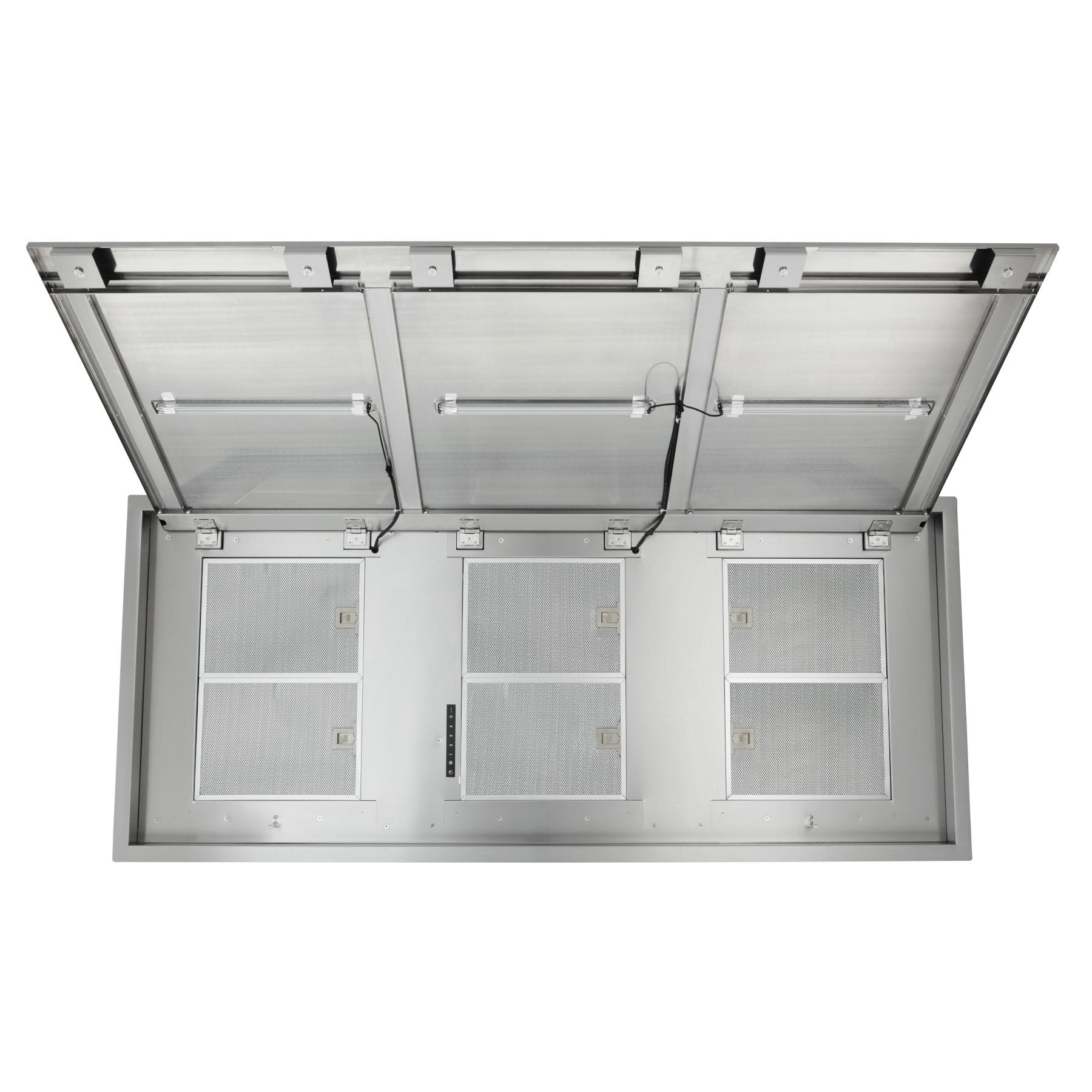 **HBC163ESS 63 Inch Brushed Stainless Steel Ceiling Mounted Range Hood with LED Light – Powerful Ventilation for Kitchens – HBC1 Series (Blowers Sold Separately) – Ideal for Modern Homes & Commercial Kitchens**