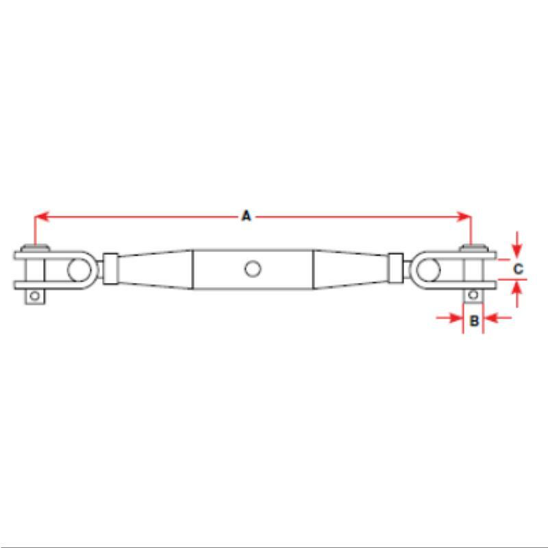 Stainless Steel BLA Closed Body Turnbuckle with Toggle - Heavy Duty Rigging Hardware for Marine, Construction, and Industrial Applications