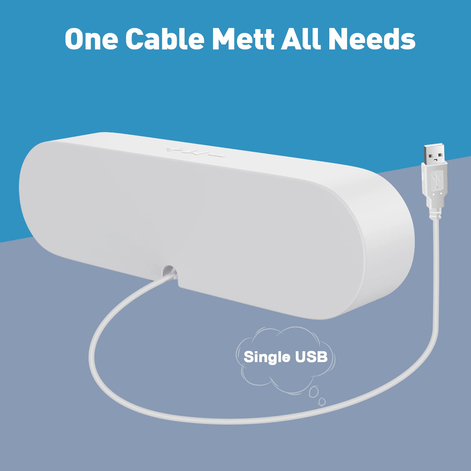 Premium USB Computer Speakers for Desktop & Laptop - Crystal Clear Sound with Volume Control & Mute Button - Includes USB-C Adapter (White) - Perfect for Home Office, Gaming & Music Streaming