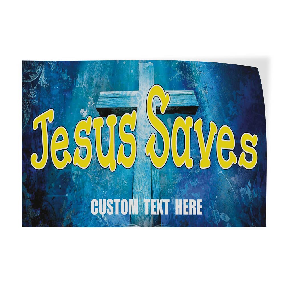 Custom Jesus Saves Vinyl Decal Stickers - Durable Outdoor Christian Signs in 24x18 Inches (Multiple Sizes Available) - Perfect for Car Windows, Church Events & Home Decor