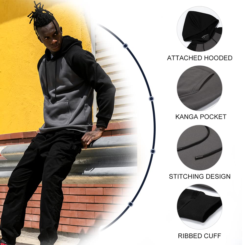 DUOFIER Men's Hooded Pullover Sweatshirt with Kangaroo Pocket - Cozy Casual Wear for Gym, Outdoor & Street Style