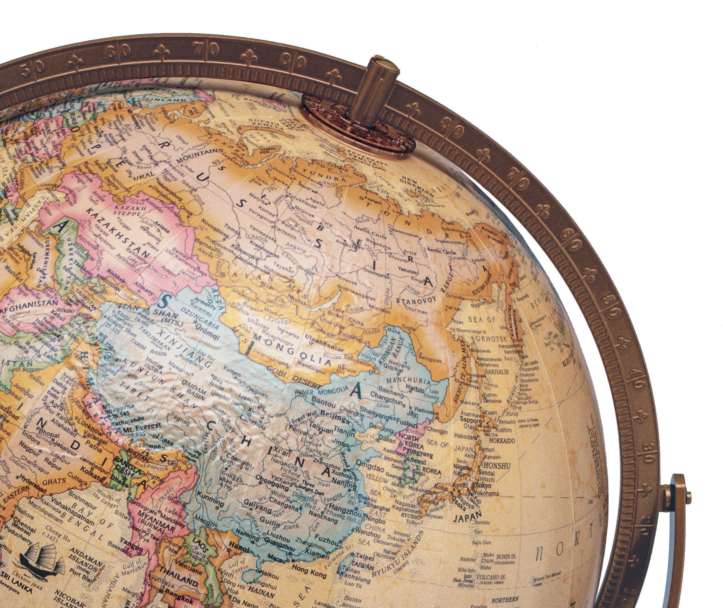 Replogle Treasury 12 Inch Antique Convertible Globe - Floor & Desktop Geographic World Map for Home Office, Classroom Decor & Geography Learning