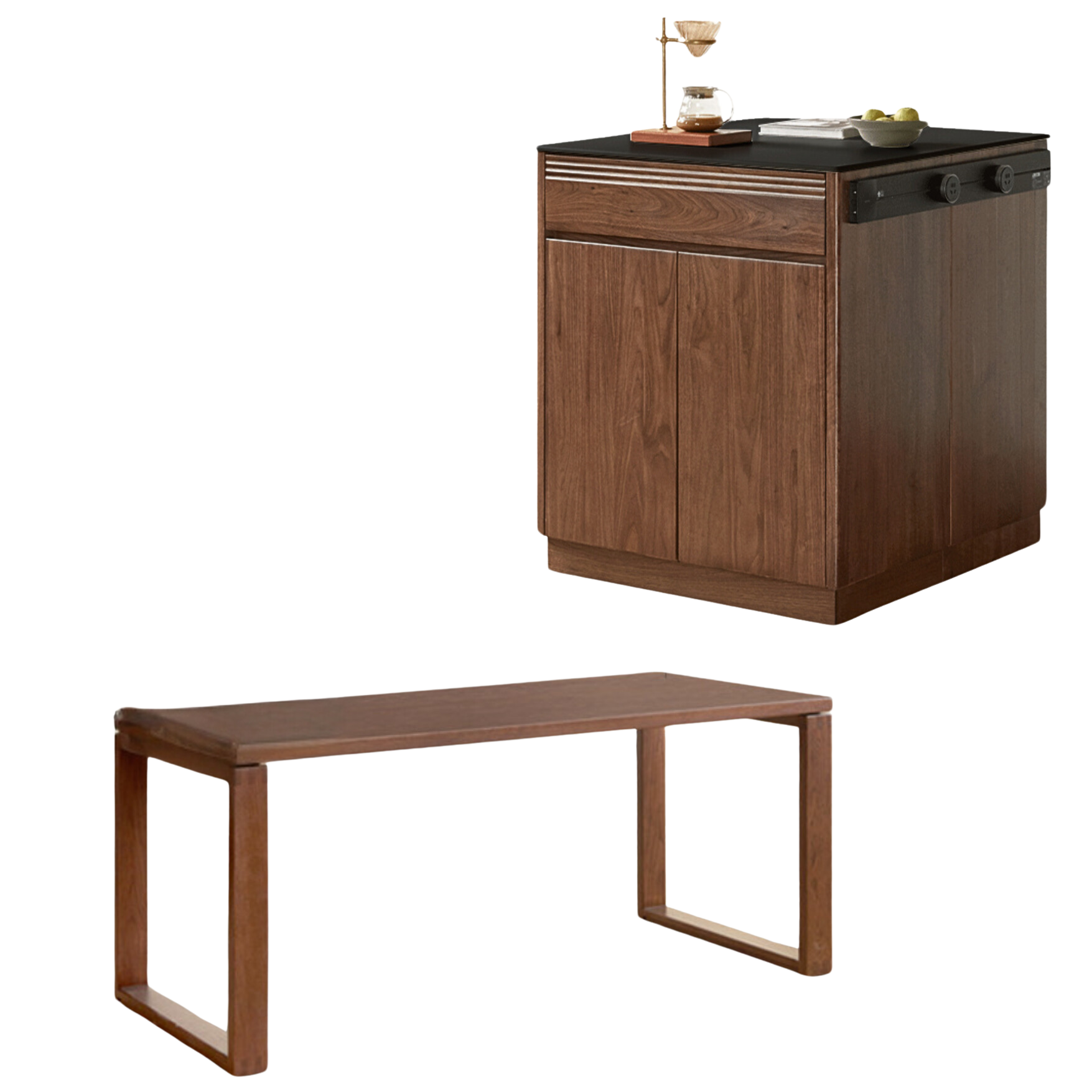 Luxury Black Walnut and Oak Solid Wood Sideboard - Elegant Kitchen Island Buffet for Dining Room & Home Decor