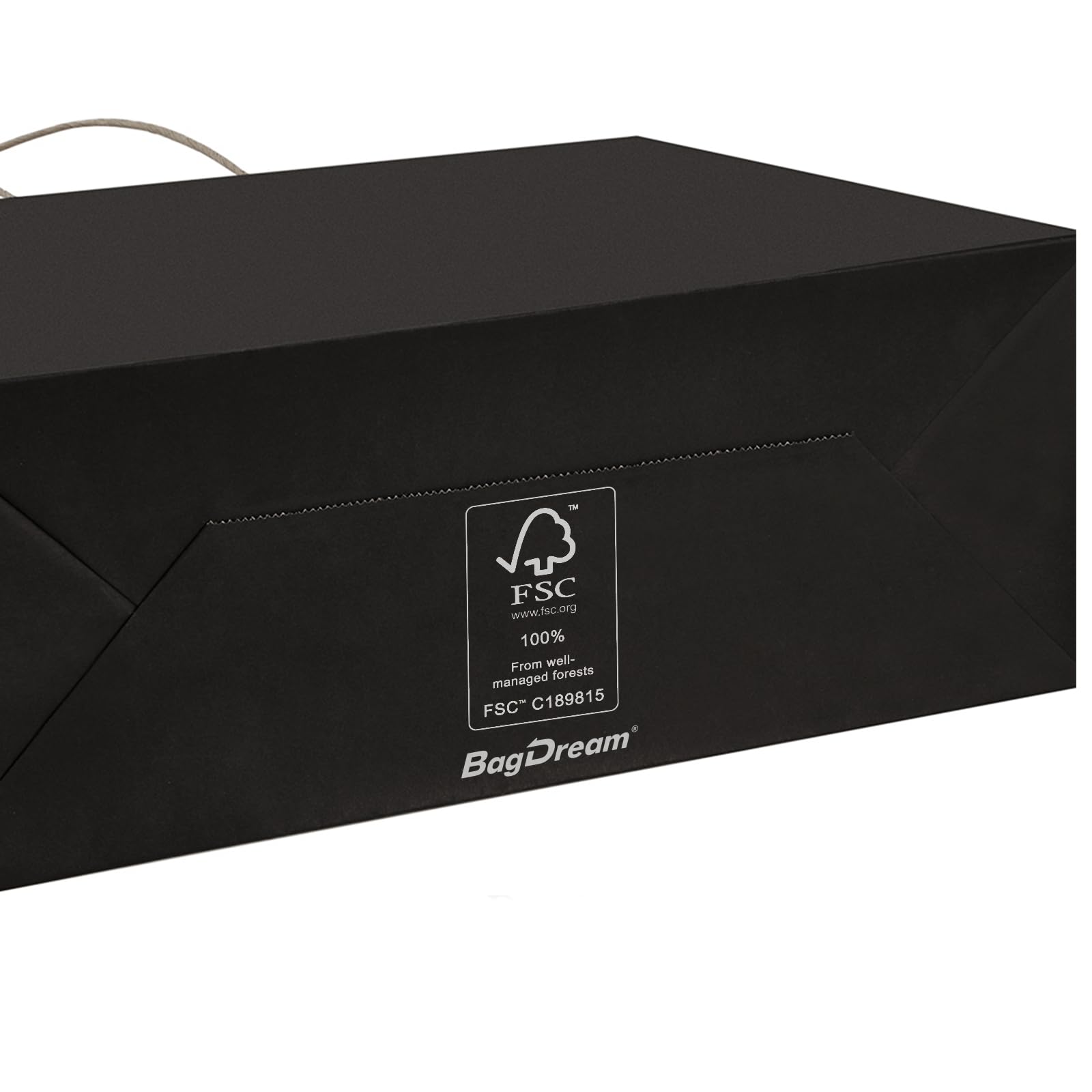 BagDream 100Pcs 16x6x12 Inches Kraft Paper Bags with Handles - Bulk Eco-Friendly Gift Bags, Shopping Bags for Grocery Store, Retail, Parties & Events | 100% Recyclable Large Black Paper Bags for Gifts, Packaging & Sustainable Shopping