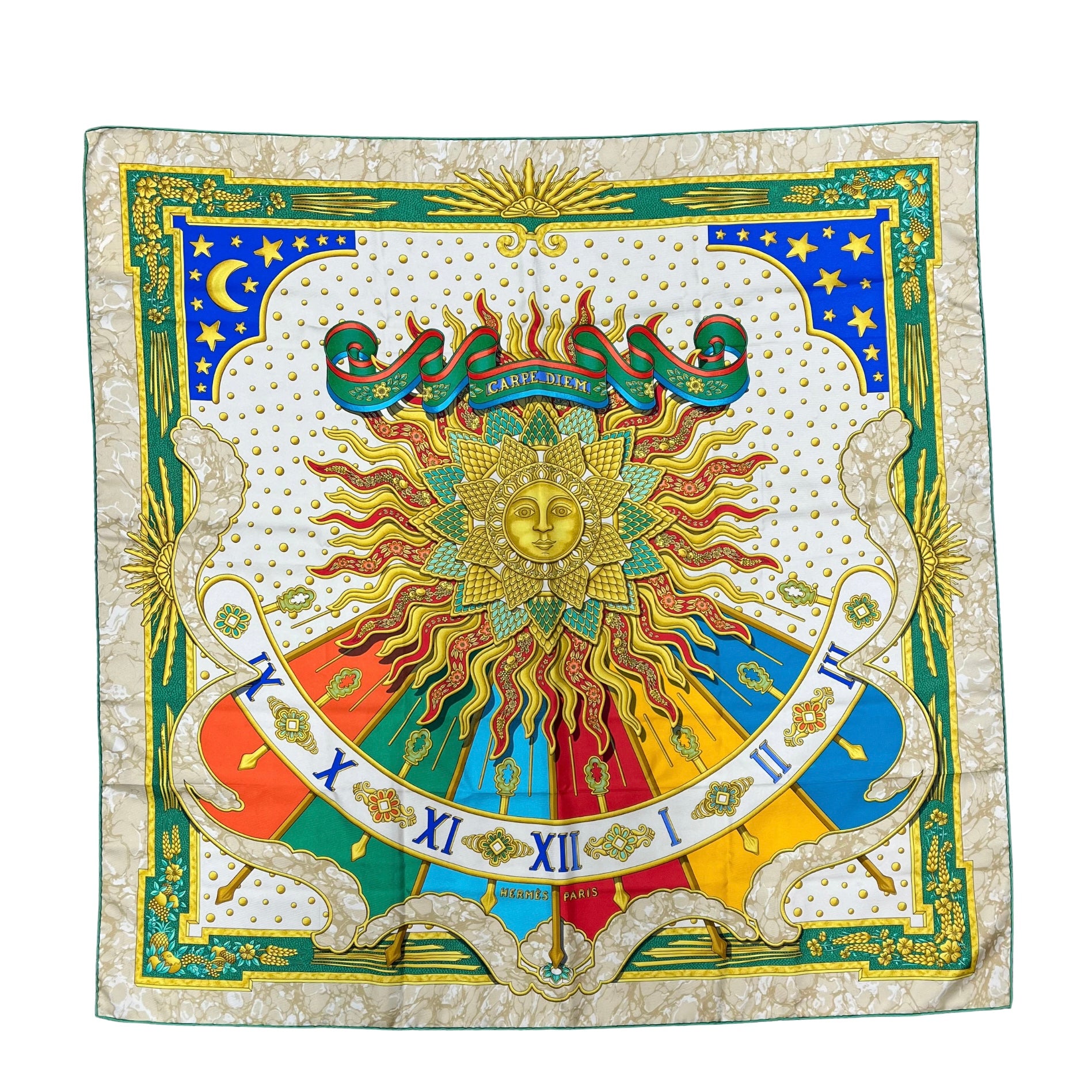 Hermes Carpe Diem Silk Scarf - Luxury Women's Fashion Accessory for Summer, Beach & Travel | Perfect for Gifts, Weddings & Special Occasions