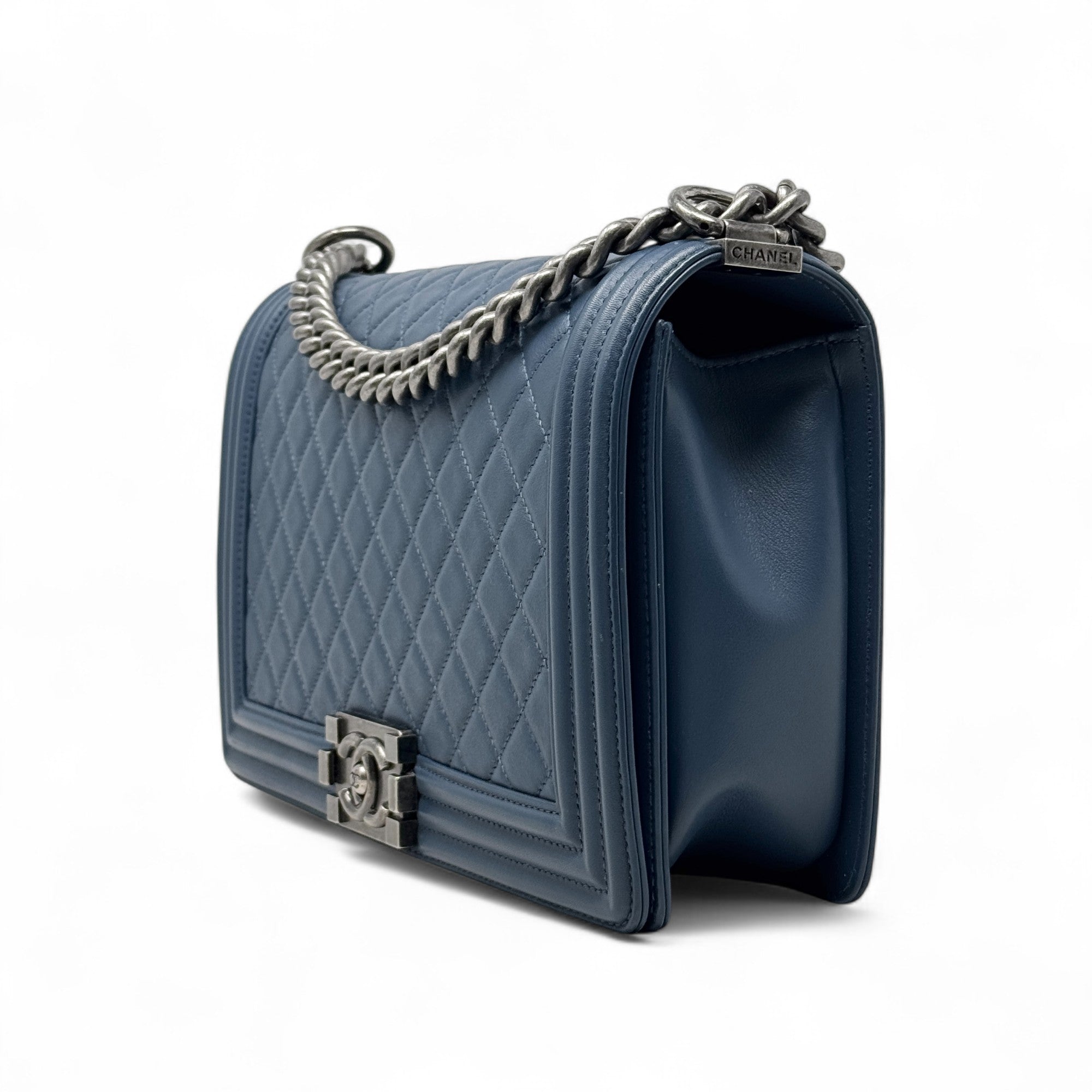 Chanel Blue Large Boy Bag - Luxury Designer Handbag for Women | Perfect for Parties, Weddings & Evening Events