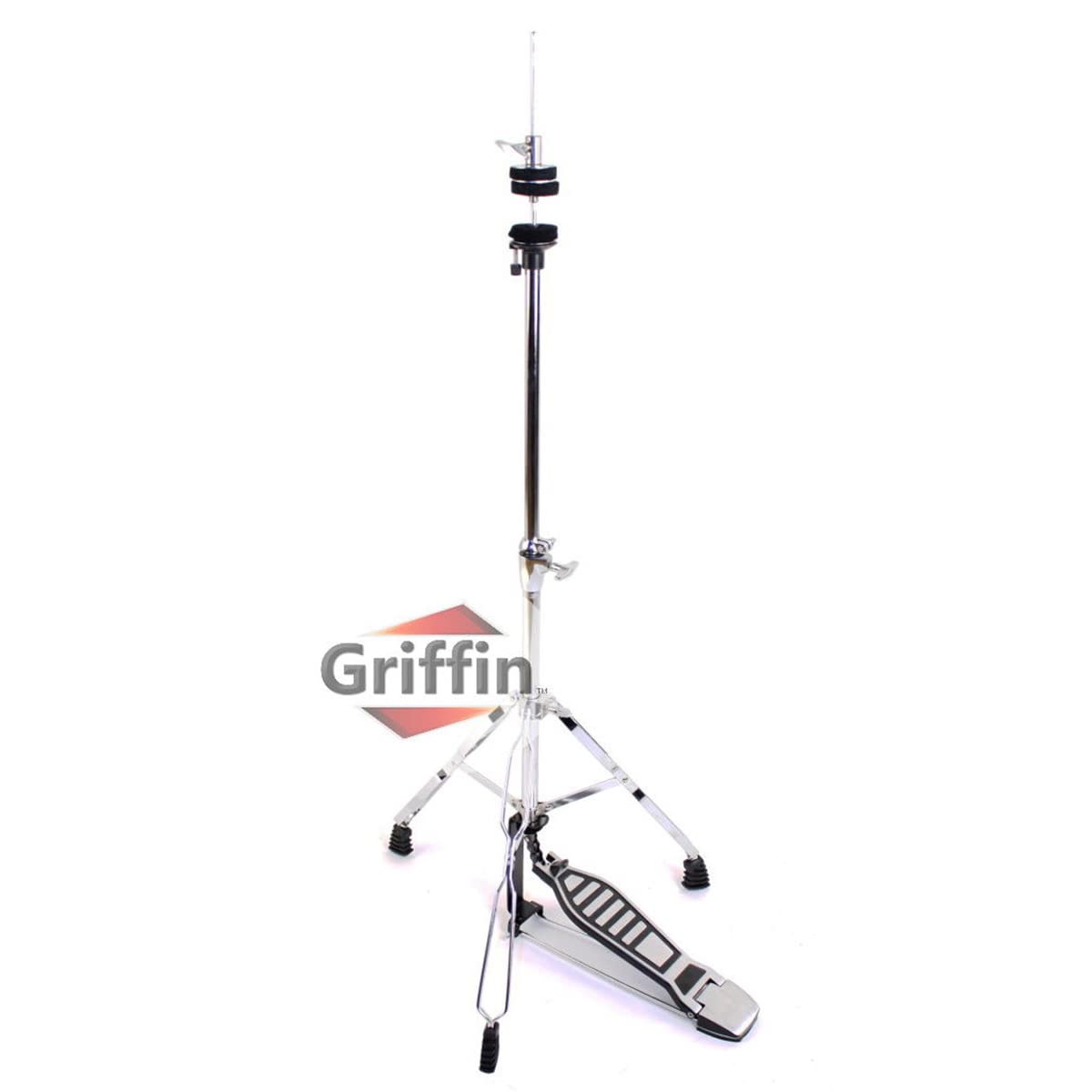 Premium GRIFFIN 4-Piece Cymbal Stand Hardware Pack - Full Size Drum Kit with Snare Mount, Hi-Hat Pedal, Boom & Straight Stands - Lightweight Portable Percussion Equipment for Live Gigs, Studio Recording & Drum Practice
