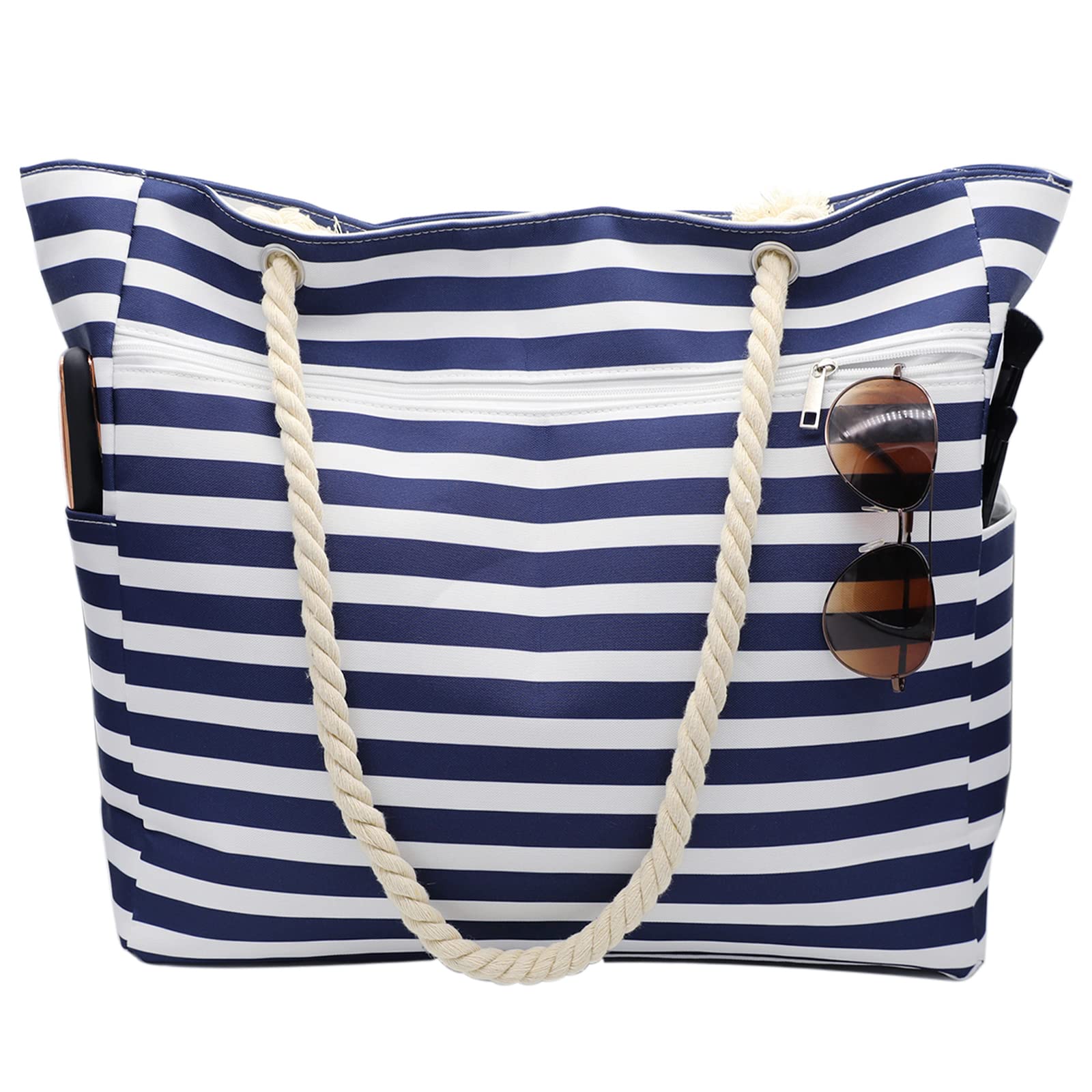 Waterproof Large Canvas Beach Bag for Women - Pool, Travel & Shopping Tote