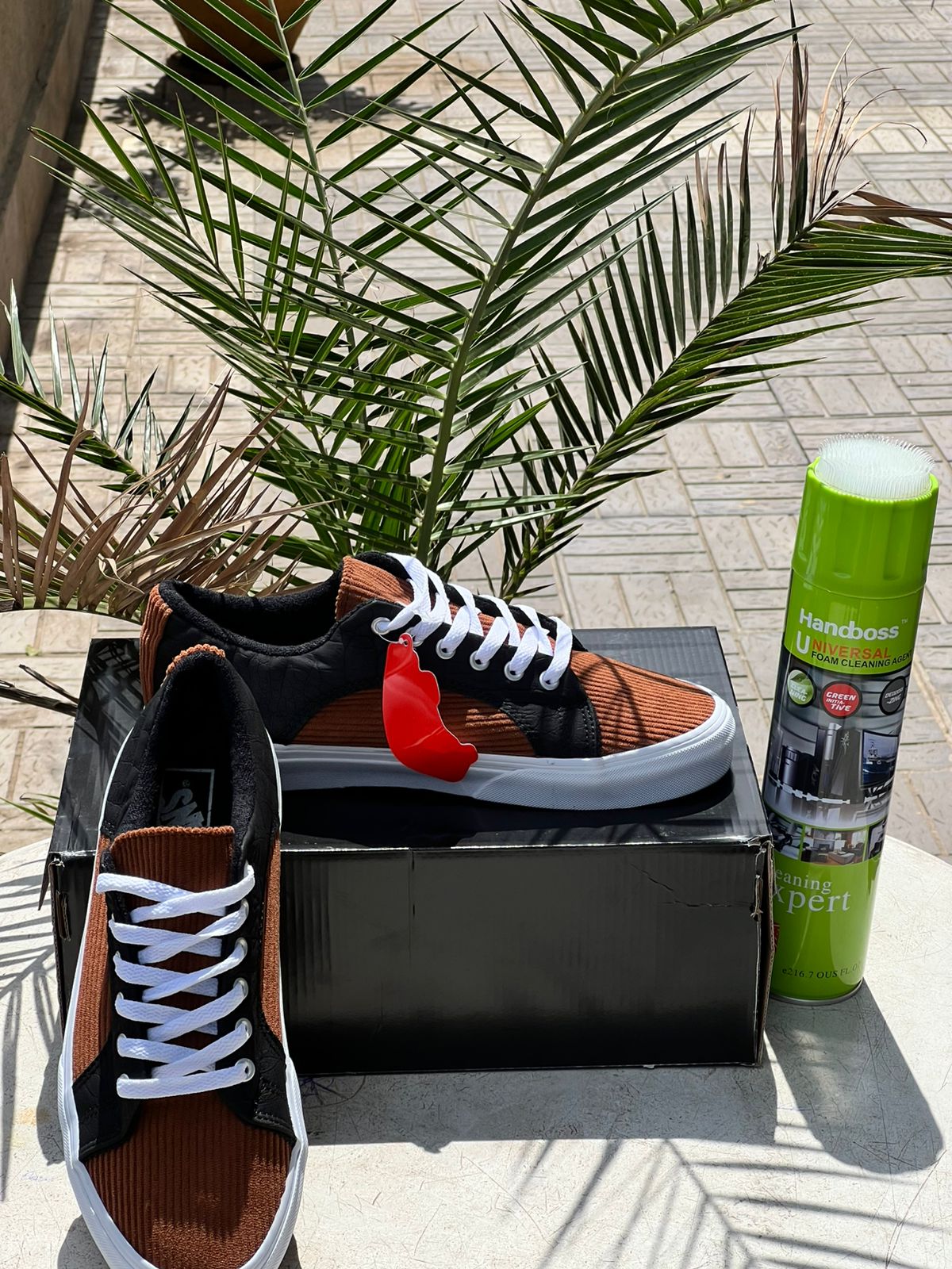Vans Two Tone Ribbed Black & Burnt Orange Sneakers - Classic Skate Shoes for Men & Women - Perfect for Streetwear, Casual Outfits & Skateboarding