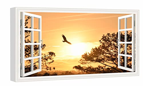 Eagle Flying Towards Sunset
