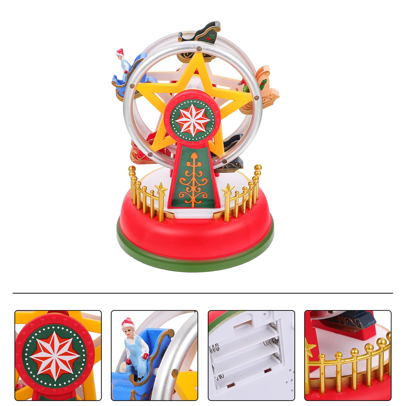 FOMIYES Musical Ferris Wheel Toy - Light Up Christmas Nativity Decor with Music for Kids, Plastic Sky Wheel Sculpture for Holiday Home Decoration | Perfect for Christmas Tree Ornaments, Birthday Gifts & Children's Room Decor