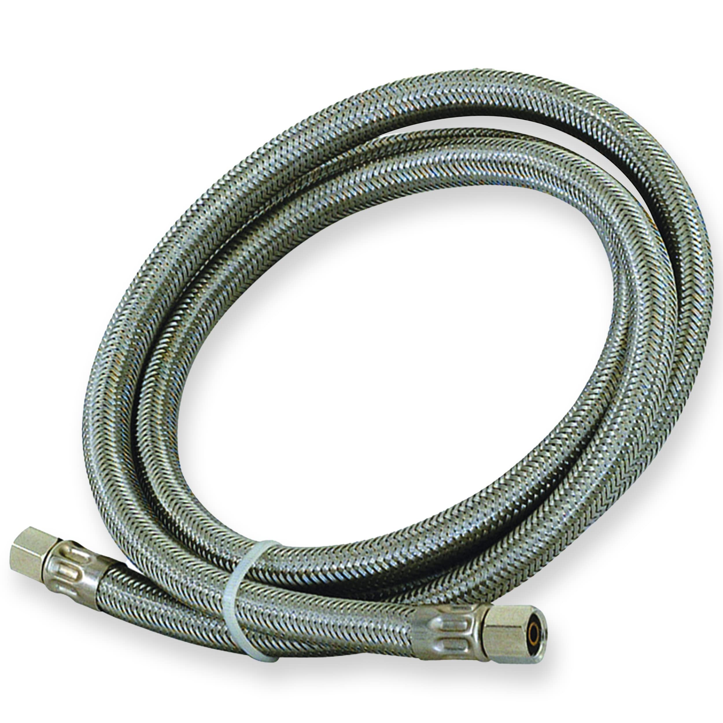 Eastman 1/4 Inch Compression Ice Maker Connector - 10 ft Flexible Braided Stainless Steel Water Supply Line (Model 48389) - Perfect for Refrigerator, Freezer & Under Sink Installation