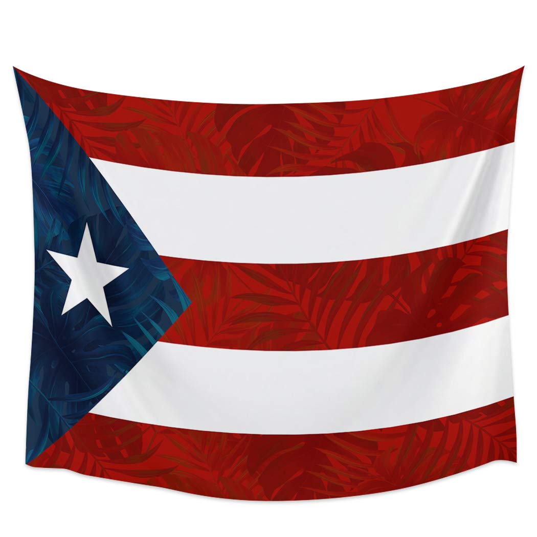 Vibrant Puerto Rico Flag Tapestry Wall Hanging - 51x59 Inch Colorful Home Decor for Living Room, Bedroom, Dorm & Hotel - Perfect for Caribbean-Themed Parties, Cultural Displays & Boho Room Decor
