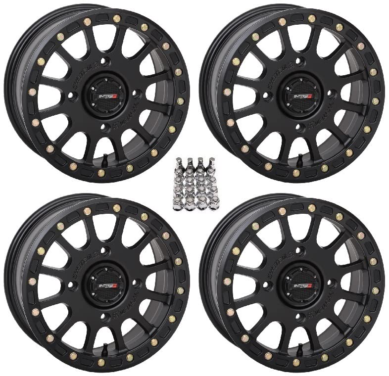 System 3 SB-5 Beadlock Black ATV Wheels 15x7/15x10 - Heavy Duty Off-Road Rims for Polaris Sportsman, RZR & Ranger - Perfect for Mudding, Trail Riding & Off-Road Adventures