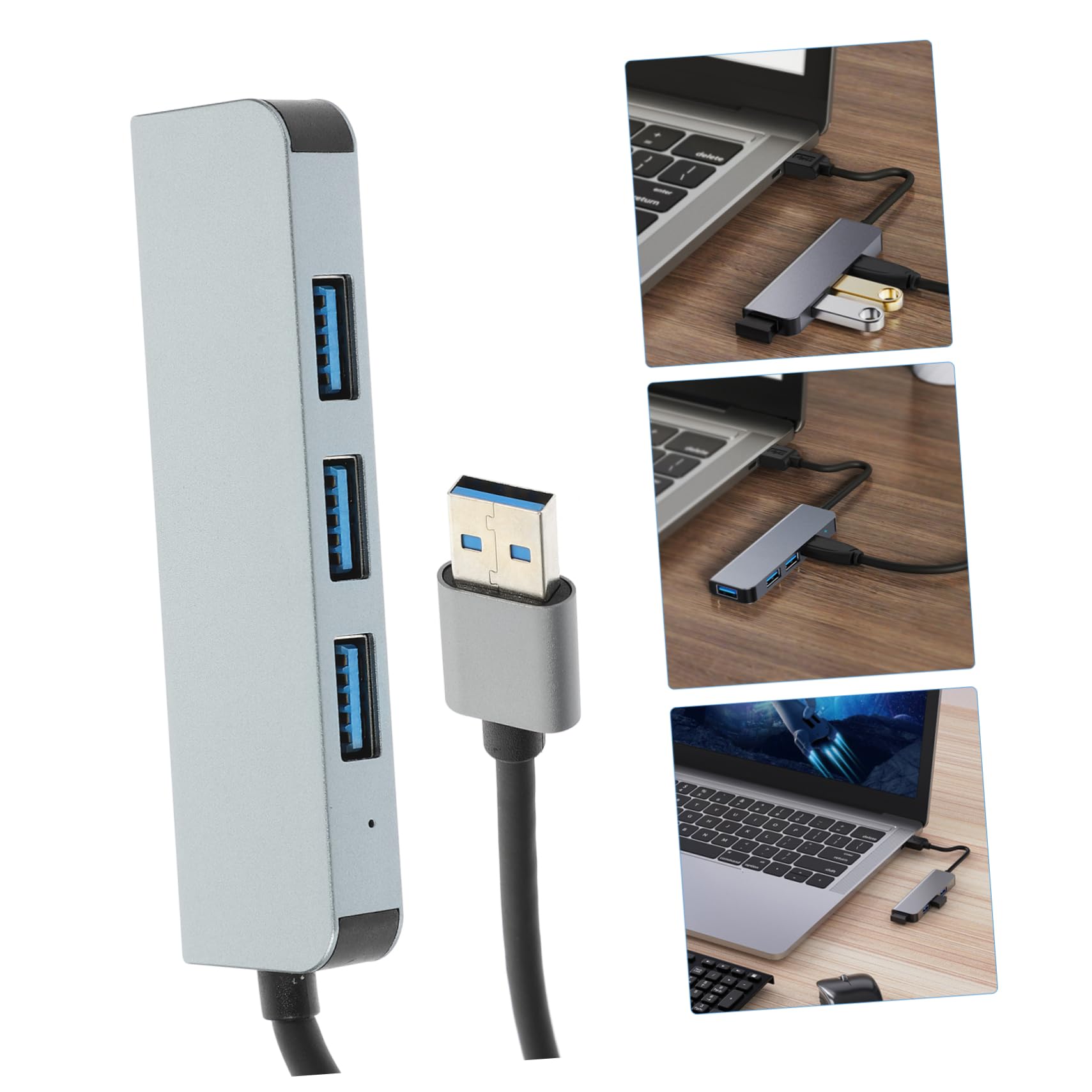 Veemoon 4-Port USB 3.0 Hub for Laptop, High-Speed USB Splitter with Data Transfer & Charging, Compact Multi-Port USB Hub for MacBook, PC, Tablet & Phone - Perfect for Home Office, Travel & Workspace Setup