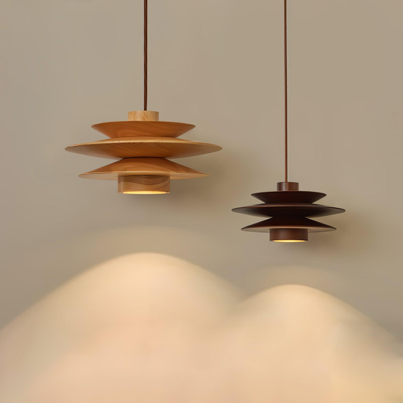 Handmade Cascade Wooden Disc Pendant Light - Natural Boho Ceiling Lamp for Living Room, Bedroom & Dining Room Decor - Perfect for Modern Farmhouse, Rustic & Scandinavian Style Homes