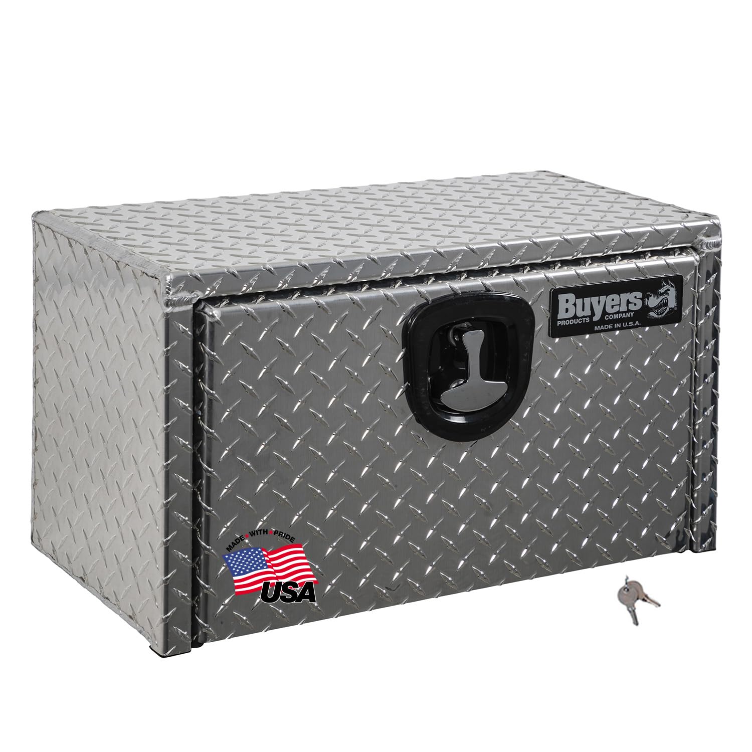 Diamond Tread Aluminum Underbody Truck Tool Box with Compression Latch - 14x12x18 Inch Heavy Duty Storage Box | Made in USA | Perfect for Truck Organization & Job Site Tools | Weatherproof & Secure Truck Accessory for Contractors & DIYers