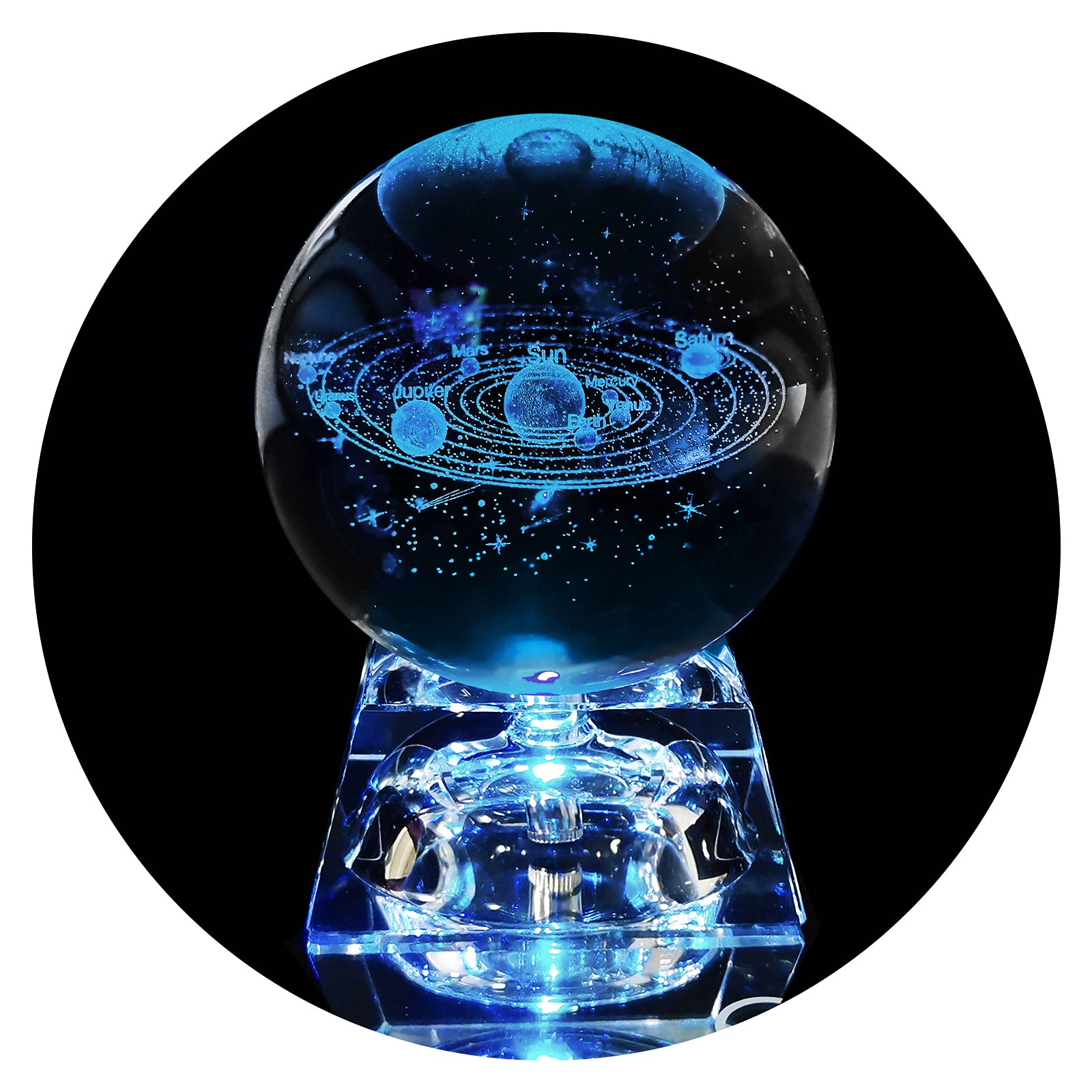 OEGINFIT 3D Solar System Crystal Ball with LED Colorful Night Light - Space Themed Home Decor, Astronomy Gift for Kids, Friends & Couples - Perfect for Bedroom, Nursery & Birthday Parties
