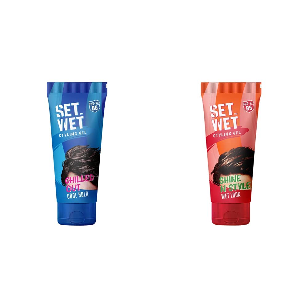 Set Wet Hair Gel Cool Hold & Wet Look Combo (50ml x 2) - Strong Hold Styling Gel for Men & Women - Perfect for Parties, Weddings & Everyday Hairstyling