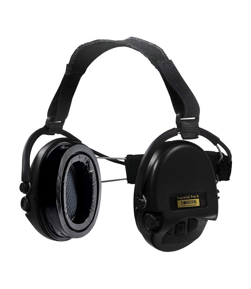 Sordin Supreme PRO X Neckband Safety Ear Muffs with Gel Seal Hygiene Kit - 25dB SNR Hearing Protection - Black (Model 76302-X-02-G) - Ideal for Shooting Ranges, Construction Sites & Industrial Work