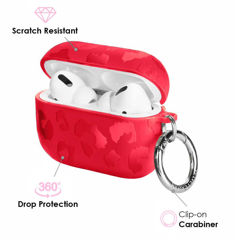 Stylish Red Leopard Print AirPod Case - Trendy Protective Cover for AirPods 1/2/3 & Pro - Perfect for Travel, Workouts & Everyday Use