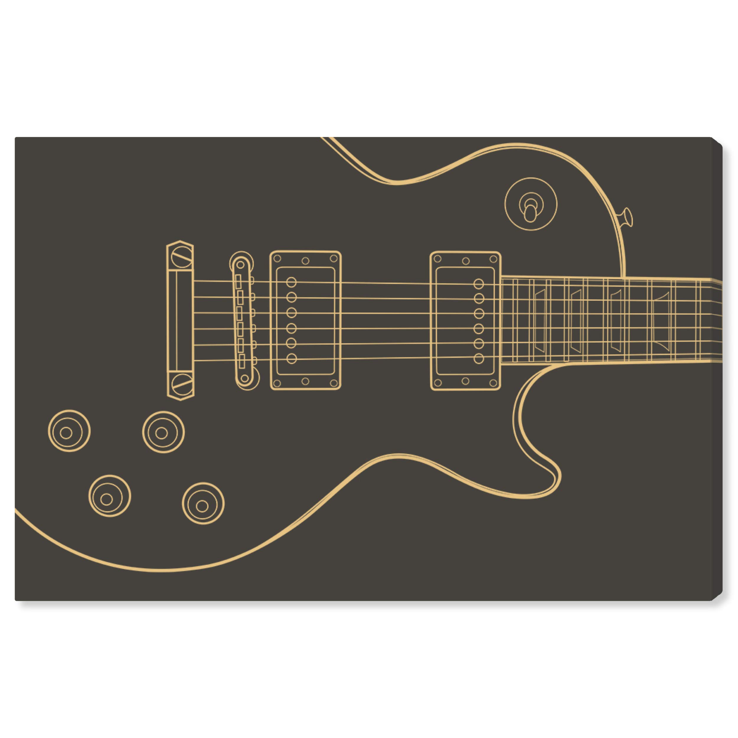 Oliver Gal Artist Co. 'Guitar One' Music Wall Art Canvas Print - 45x30 Inches Black & Gold Home Decor - Perfect for Living Room, Bedroom & Music Studio Decor