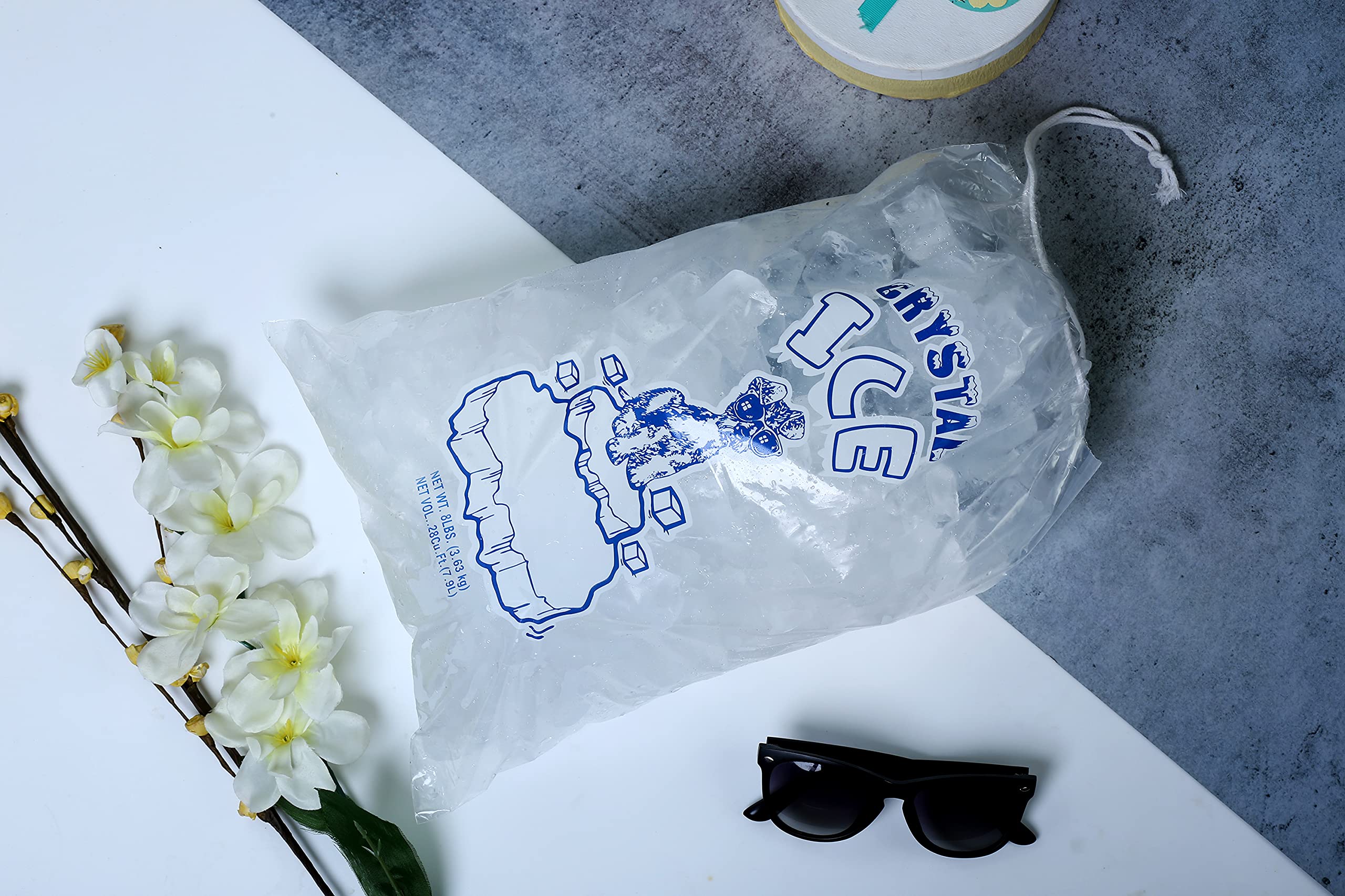 Infinite Pack 8 lb Ice Bags with Drawstring - 400 Count Heavy-Duty Reusable Freezer Bags for Machine-Filled Ice Cubes | Perfect for Parties, Camping & Commercial Use