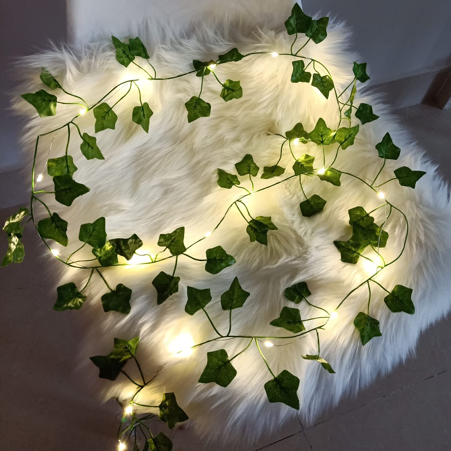 Maple Leaf Vine String Lights - 20 LED Battery Powered Fairy Lights for Home Decor, Room, Bedroom & Wall Decoration (6.5 FT, 1 Pack) - Perfect for Weddings, Parties, Garden & Indoor Cozy Atmosphere