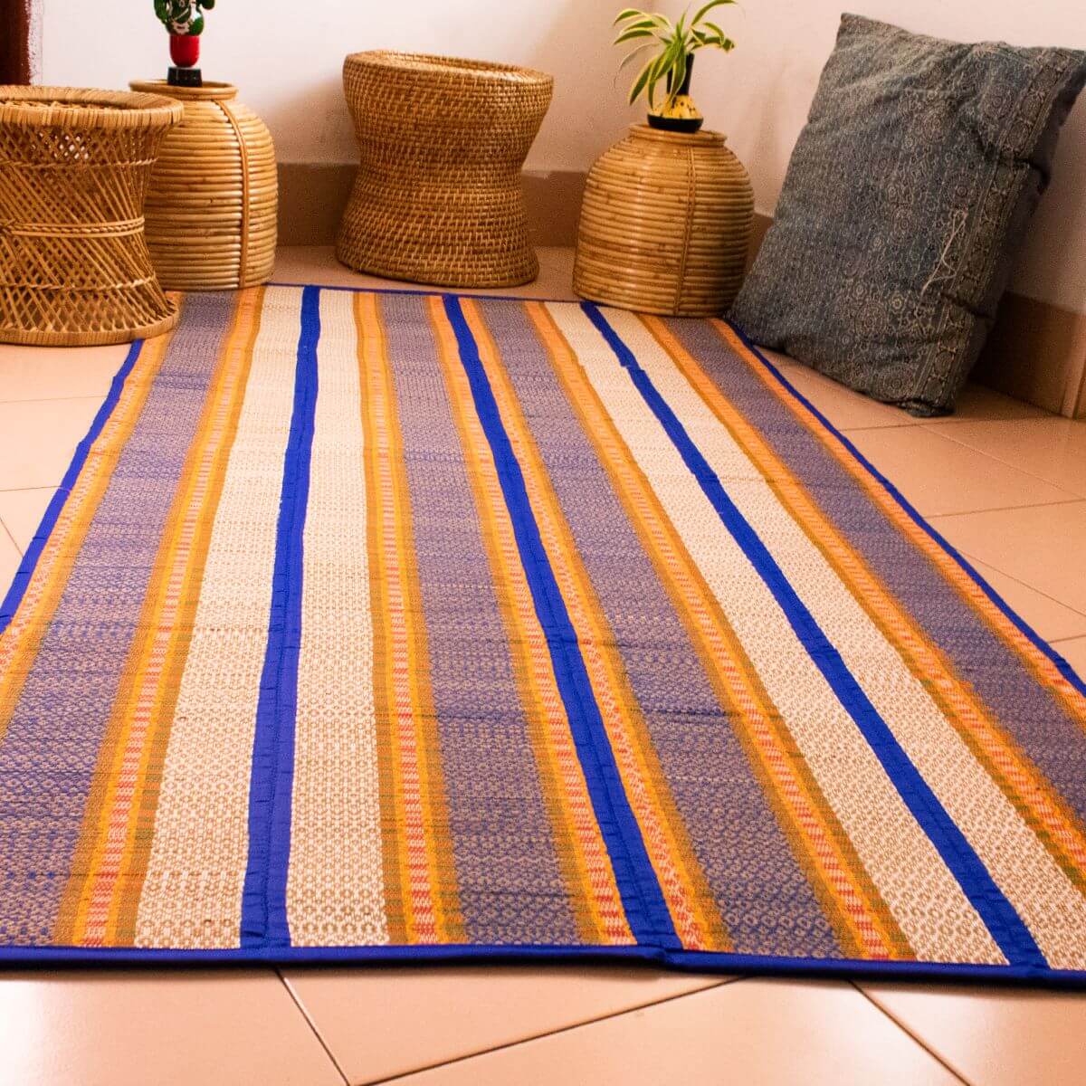 Handmade River Grass Madur Mats - Small (4 Fold) - Eco-Friendly Floor Mat for Living Room, Bedroom & Outdoor Use
