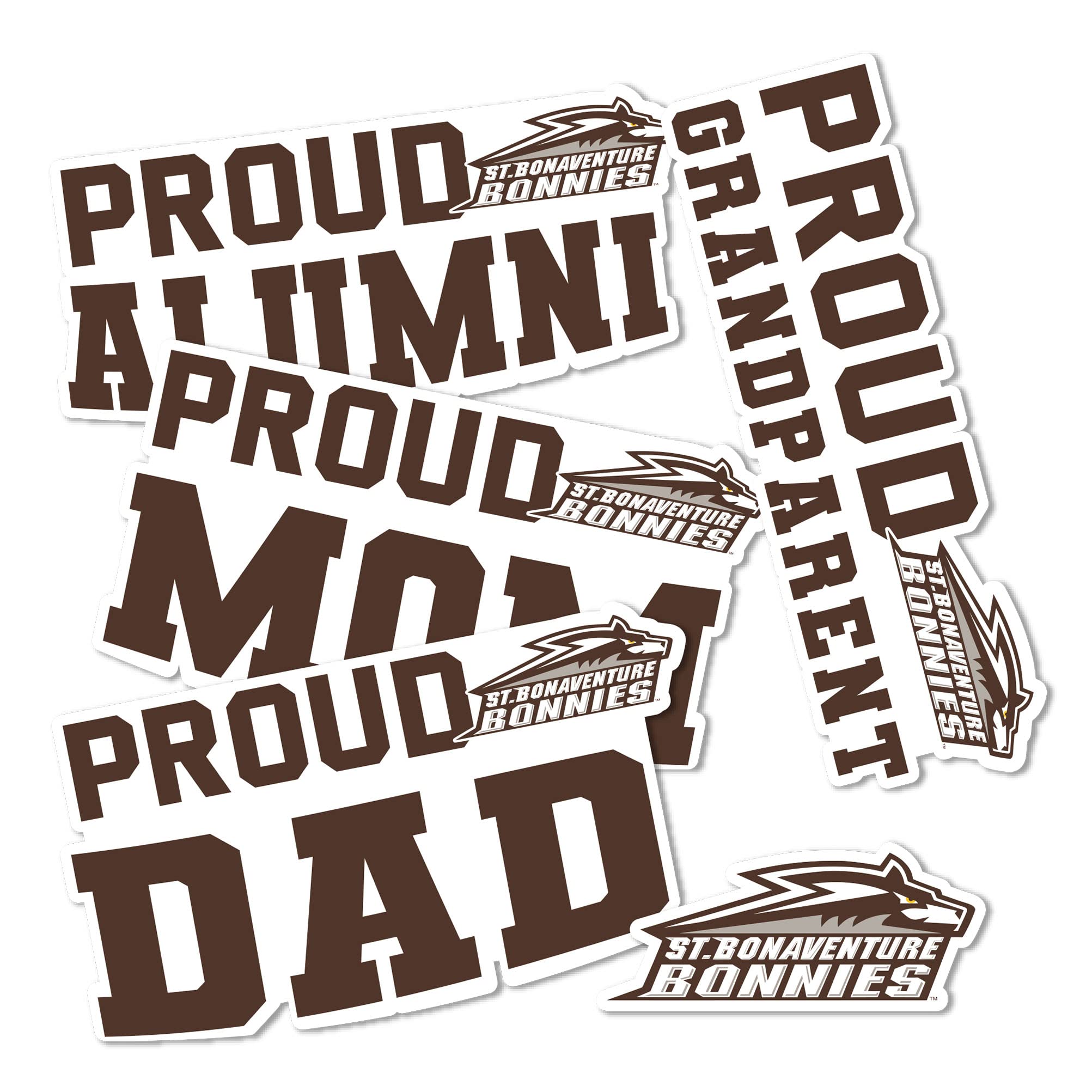 Desert Cactus St. Bonaventure University Sticker Set - Bonnies Bonas SBU Vinyl Decals for Laptop, Water Bottle, Car & Scrapbooking (Family Full Sheet) - Perfect for School Spirit, Gifts & College Decor