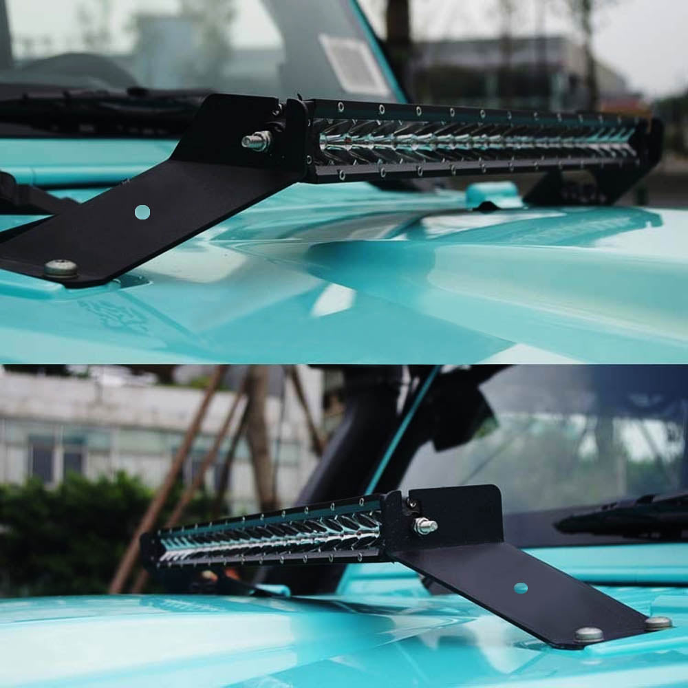 100W 21 LED Light Bar with Hood Mounting Bracket & Wiring Kit - Compatible with 2007-2017 Jeep Wrangler JK - Off-Road, Camping & Night Driving Lighting Upgrade