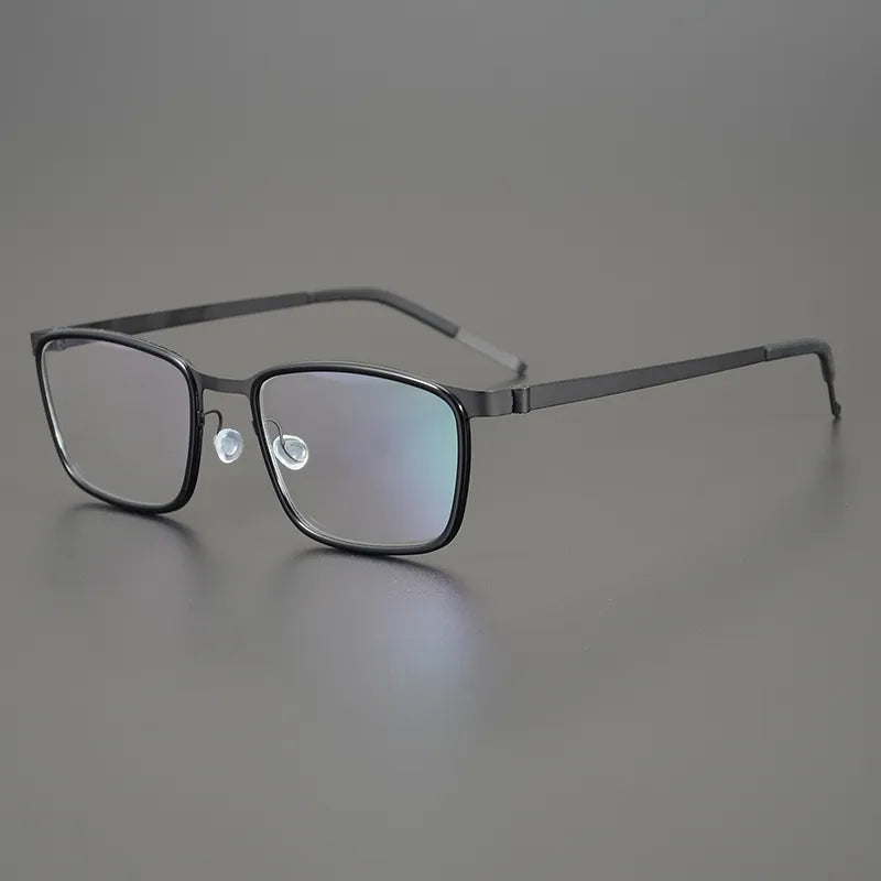 Stylish Unisex Black Titanium Acetate Rectangle Eyeglasses Frame 9711 - Perfect for Work, Reading & Fashion Accessories